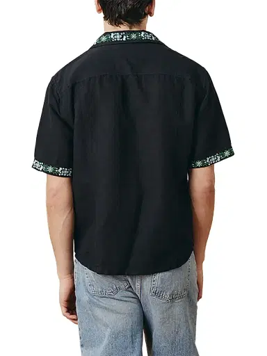 Corridor Men's Harmony Embroidered Short-Sleeve Shirt - Black | Thumbnail 4 Corridor Men's Harmony Embroidered Short-Sleeve Shirt - Black | Thumbnail 4