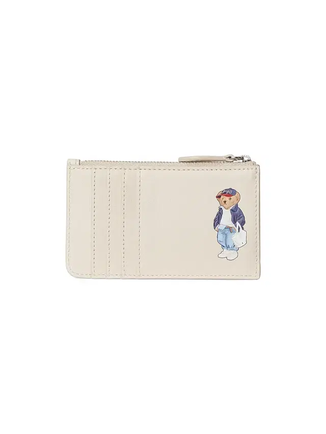 Polo Ralph Lauren Women's Spring Bear Leather Zip Card Case - Parchment