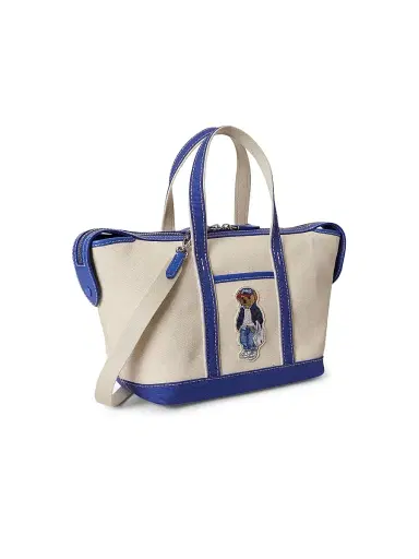 Polo Ralph Lauren Women's Small Spring Bear Canvas Shopper Tote Bag | Thumbnail 2 Polo Ralph Lauren Women's Small Spring Bear Canvas Shopper Tote Bag | Thumbnail 2