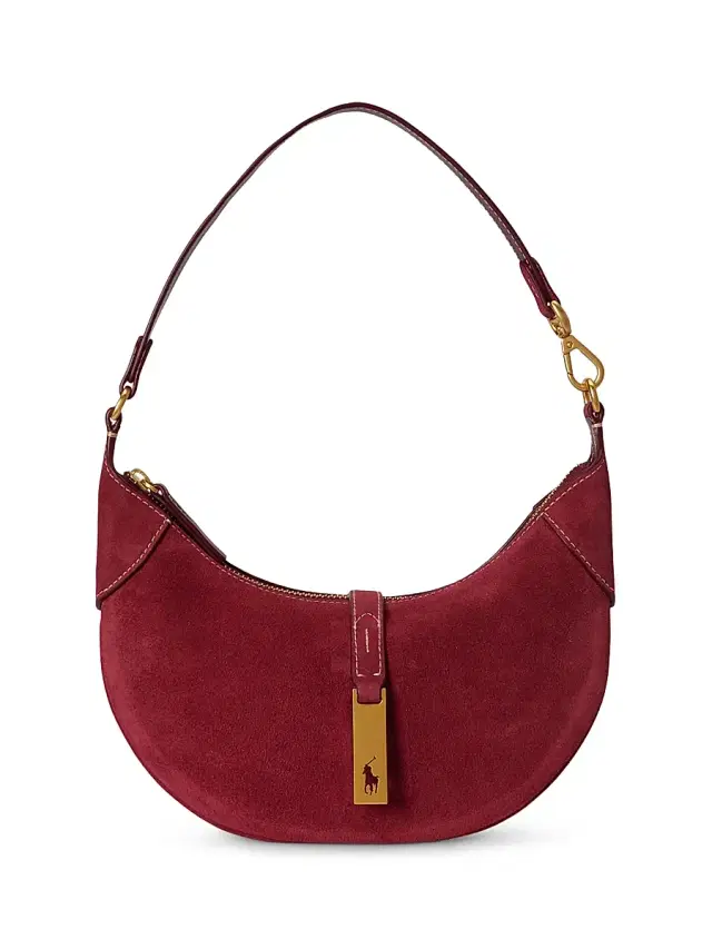 Women's Polo ID Mini Suede Shoulder Bag - Red