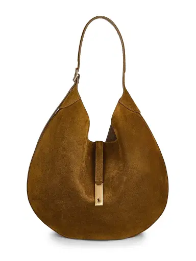 Polo Ralph Lauren Women's Polo ID Medium Suede Shoulder Bag - Artichoke | Thumbnail 1