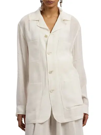 Ralph Lauren Collection Women's Trish Linen Voile Jacket - Cream - Size 8 | Thumbnail 3