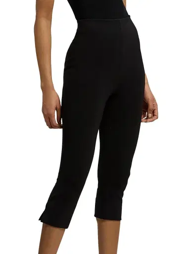 Ralph Lauren Collection Women's Sampson Jersey Crop Pants - Black | Thumbnail 4