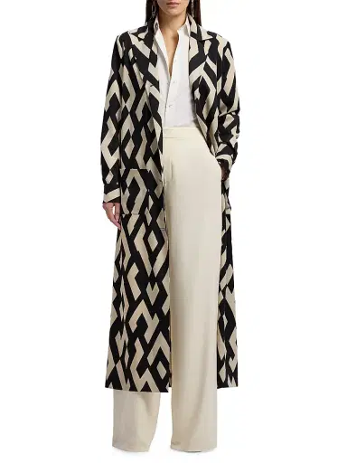Ralph Lauren Collection Women's Nessa Deco-Print Wool Coat | Thumbnail 3 Ralph Lauren Collection Women's Nessa Deco-Print Wool Coat | Thumbnail 3