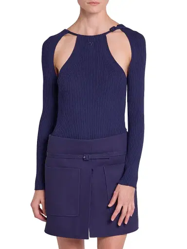 Courrèges Women's Rib-Knit Cut-Out Sweater | Thumbnail 3 Courrèges Women's Rib-Knit Cut-Out Sweater | Thumbnail 3