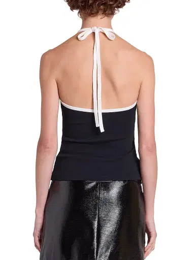 Courrèges Women's Contrast Tie-Back Tank - Black Heritage White | Thumbnail 5