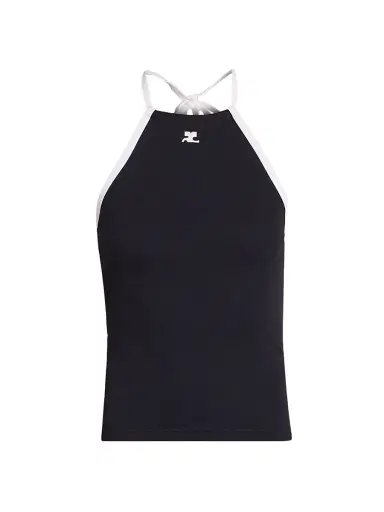 Courrèges Women's Contrast Tie-Back Tank - Black Heritage White | Thumbnail 1