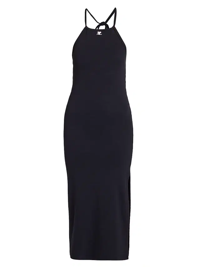 Women's Tie-Back Bodycon Midi-Dress - Black
