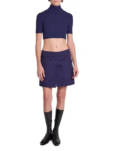 Courrèges Women's Rib-Knit Crop Top - Work Blue | Thumbnail 2