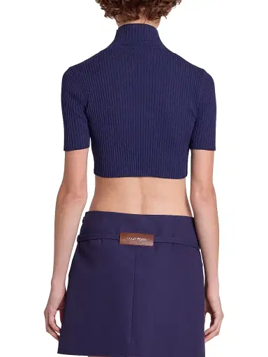 Courrèges Women's Rib-Knit Crop Top - Work Blue | Thumbnail 5