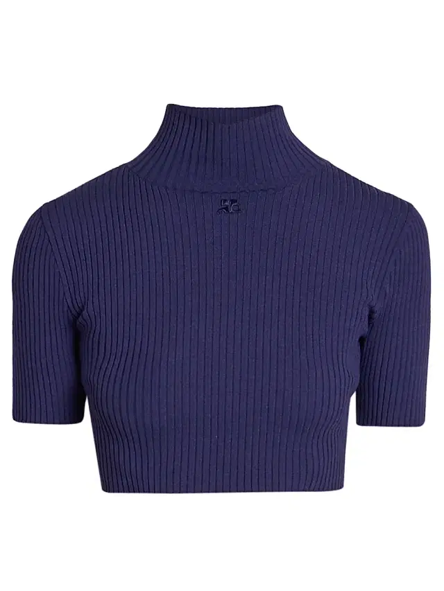 Courreges Women's Rib-Knit Crop Top - Work Blue