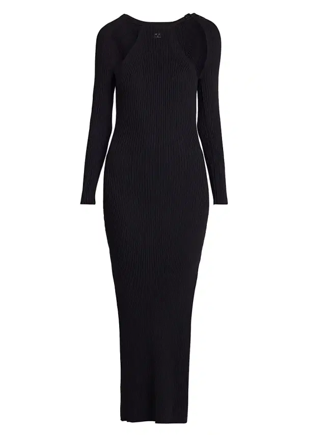 Women's Rib-Knit Cut-Out Maxi Dress - Black