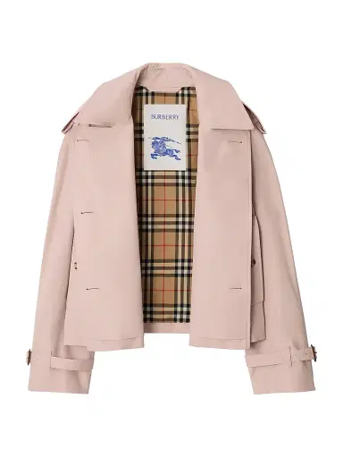 Burberry Women's Cropped Tropical Gabardine Mayfair Trench Jacket - Pale Sugar Pink - Size 12 | Thumbnail 2
