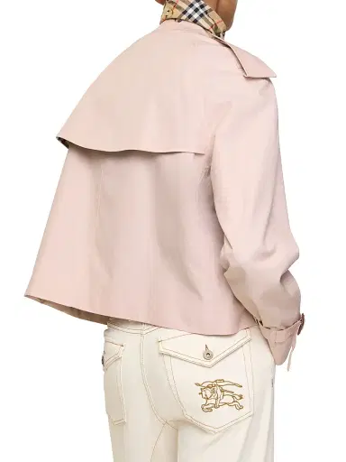 Burberry Women's Cropped Tropical Gabardine Mayfair Trench Jacket - Pale Sugar Pink - Size 12 | Thumbnail 4
