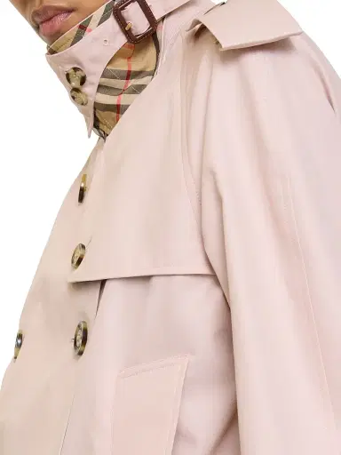 Burberry Women's Cropped Tropical Gabardine Mayfair Trench Jacket - Pale Sugar Pink - Size 12 | Thumbnail 5
