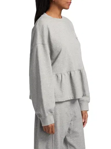 Ganni Women's Isoli Cotton Crewneck Peplum Top - Paloma - Size XS | Thumbnail 4 Ganni Women's Isoli Cotton Crewneck Peplum Top - Paloma - Size XS | Thumbnail 4