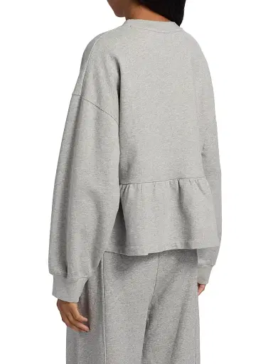 Ganni Women's Isoli Cotton Crewneck Peplum Top - Paloma - Size XS | Thumbnail 5 Ganni Women's Isoli Cotton Crewneck Peplum Top - Paloma - Size XS | Thumbnail 5