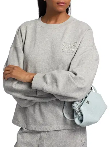 Ganni Women's Isoli Cotton Crewneck Peplum Top - Paloma - Size XS | Thumbnail 6 Ganni Women's Isoli Cotton Crewneck Peplum Top - Paloma - Size XS | Thumbnail 6