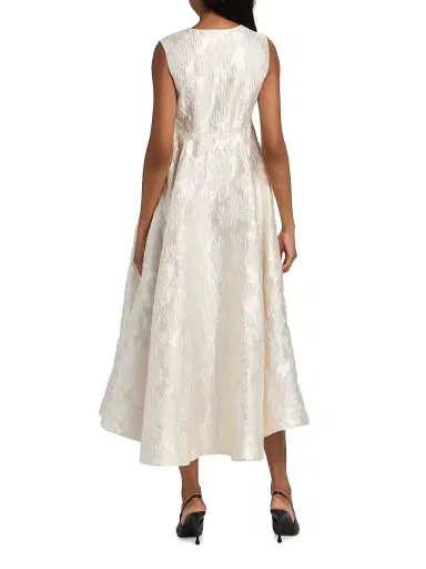 Ganni Women's Floral Satin Cloqué A-Line Midi-Dress | Thumbnail 5 Ganni Women's Floral Satin Cloqué A-Line Midi-Dress | Thumbnail 5