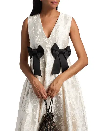 Ganni Women's Floral Satin Cloqué A-Line Midi-Dress | Thumbnail 7 Ganni Women's Floral Satin Cloqué A-Line Midi-Dress | Thumbnail 7
