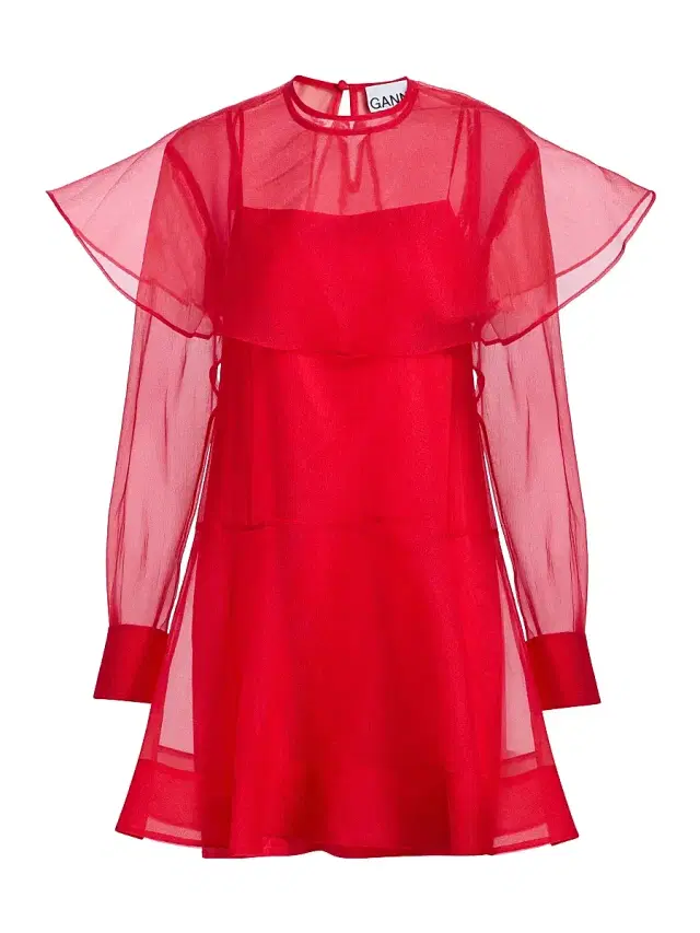 Women's Textured Organza Cape Minidress - Mars Red