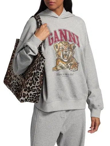 Ganni Women's Isoli Beaded Cotton Hoodie | Thumbnail 3 Ganni Women's Isoli Beaded Cotton Hoodie | Thumbnail 3