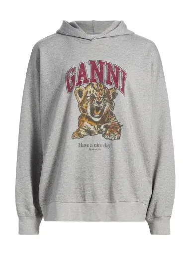 Ganni Women's Isoli Beaded Cotton Hoodie | Thumbnail 1 Ganni Women's Isoli Beaded Cotton Hoodie | Thumbnail 1