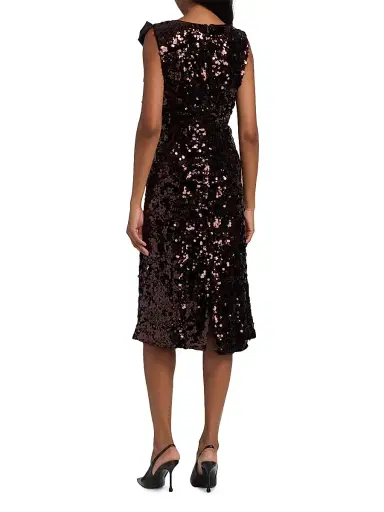 Ganni Women's Bow-Appliqué Sequin Sheath Midi-Dress | Thumbnail 5