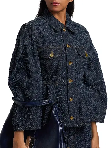 Ganni Women's Tweed Denim Peplum Jacket | Thumbnail 6 Ganni Women's Tweed Denim Peplum Jacket | Thumbnail 6