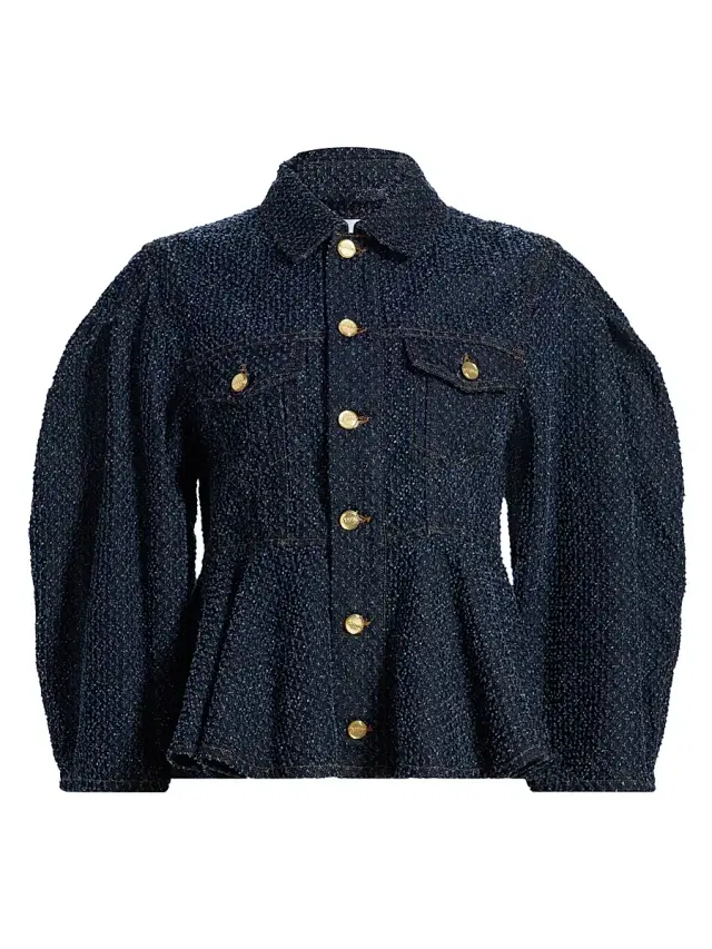 Women's Tweed Denim Peplum Jacket - Rinse