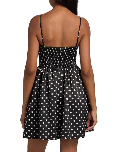Ganni Women's Printed Double Satin Fit & Flare Minidress - Black - Size 14 | Thumbnail 5
