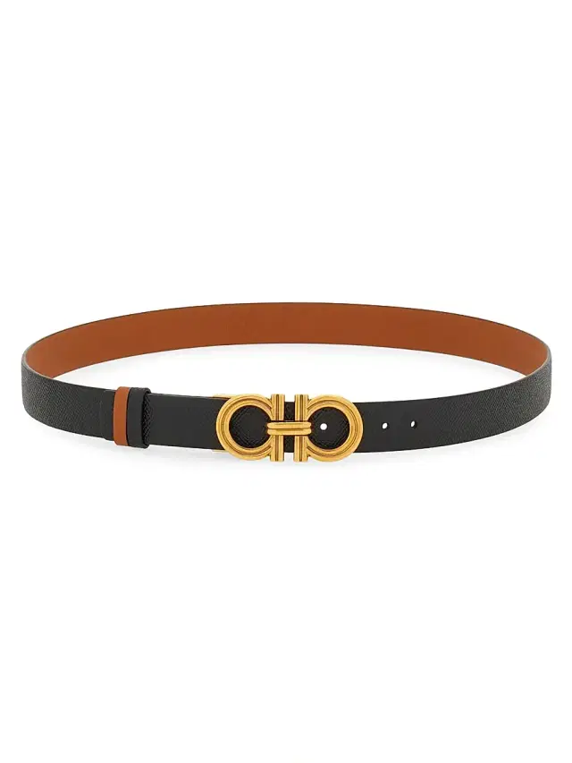 FERRAGAMO Women's Donna Reversible Leather Belt - Nero