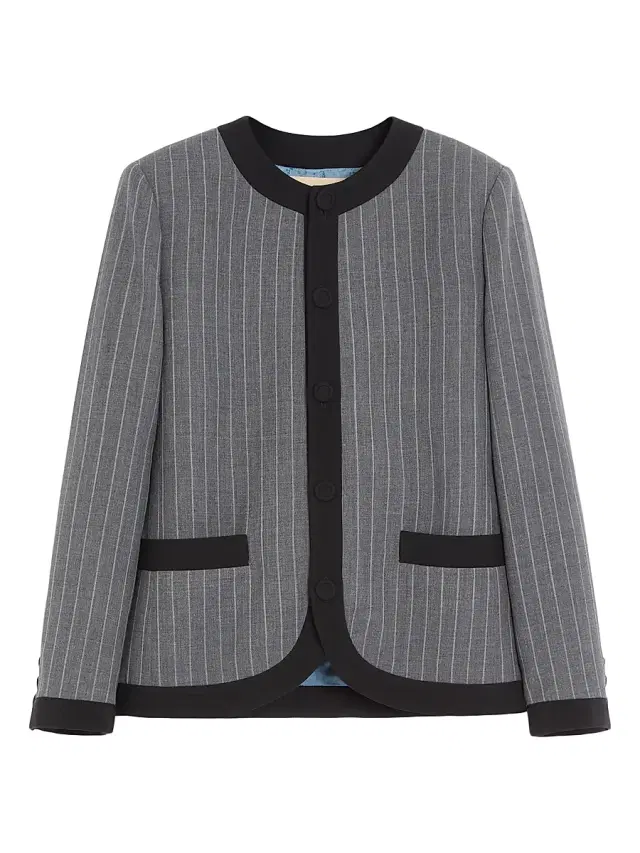 Men's Pinstripe Jacket - Grey