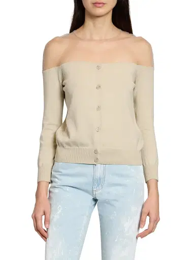 MM6 MAISON MARGIELA Women's Illusion Cotton-Blend Cardigan | Thumbnail 3 MM6 MAISON MARGIELA Women's Illusion Cotton-Blend Cardigan | Thumbnail 3