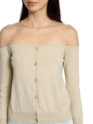 MM6 MAISON MARGIELA Women's Illusion Cotton-Blend Cardigan | Thumbnail 6 MM6 MAISON MARGIELA Women's Illusion Cotton-Blend Cardigan | Thumbnail 6