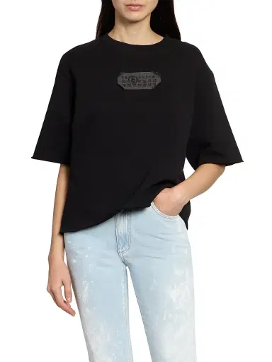 MM6 MAISON MARGIELA Women's Oversized Cotton Logo T-Shirt - Black - Size XS | Thumbnail 3 MM6 MAISON MARGIELA Women's Oversized Cotton Logo T-Shirt - Black - Size XS | Thumbnail 3