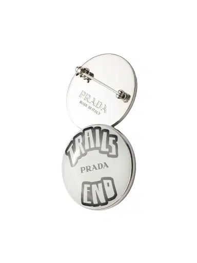 Prada Women's Enameled Metal Brooches - White Black | Thumbnail 3