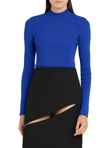Jil Sander Women's Mock Turtleneck Sweater - Bluebell - Size 16 | Thumbnail 3