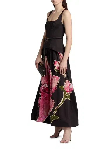 ACLER Women's Actonhill Floral Linen-Blend Maxi Dress - Garnet Magnolia - Size 2 | Thumbnail 4
