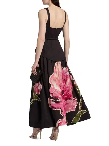 ACLER Women's Actonhill Floral Linen-Blend Maxi Dress - Garnet Magnolia - Size 2 | Thumbnail 5