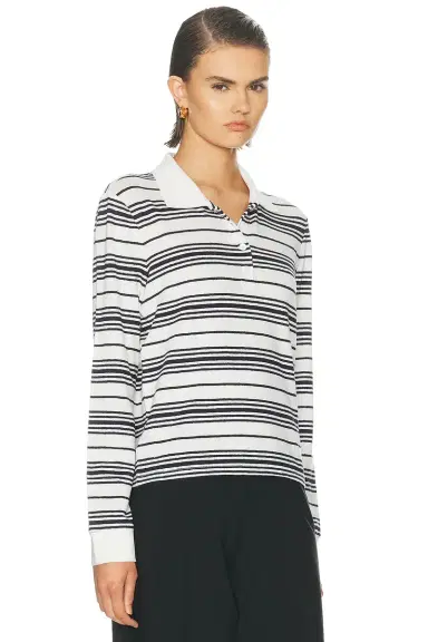 Frame The Striped Long Sleeve Polo | Thumbnail 2 Frame The Striped Long Sleeve Polo | Thumbnail 2
