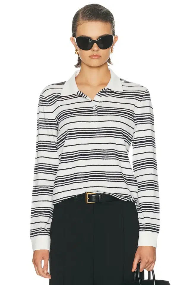 FRAME The Striped Long Sleeve Polo