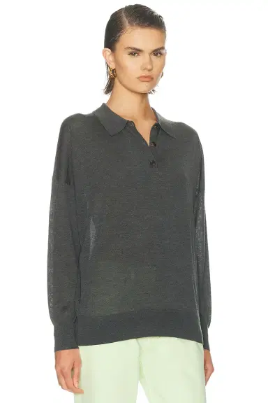 RENGGLI Silk Cashmere Boxy Long Sleeve Polo Top | Thumbnail 2 RENGGLI Silk Cashmere Boxy Long Sleeve Polo Top | Thumbnail 2