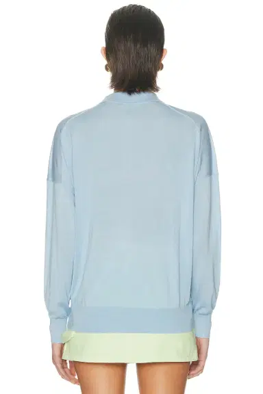 RENGGLI Silk Cashmere Boxy Long Sleeve Polo Top | Thumbnail 3