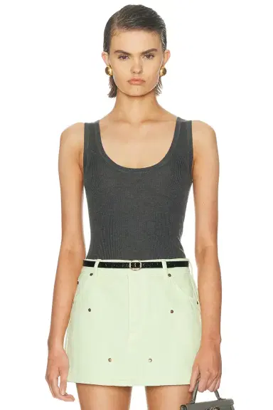 RENGGLI Scoop Neck Rib Tank Top | Thumbnail 1
