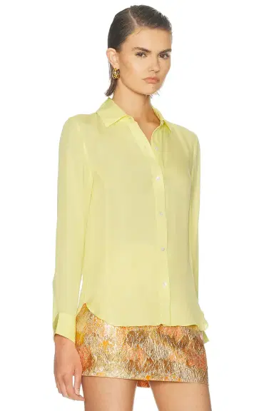 RENGGLI Silk Georgette Button Up Shirt | Thumbnail 2