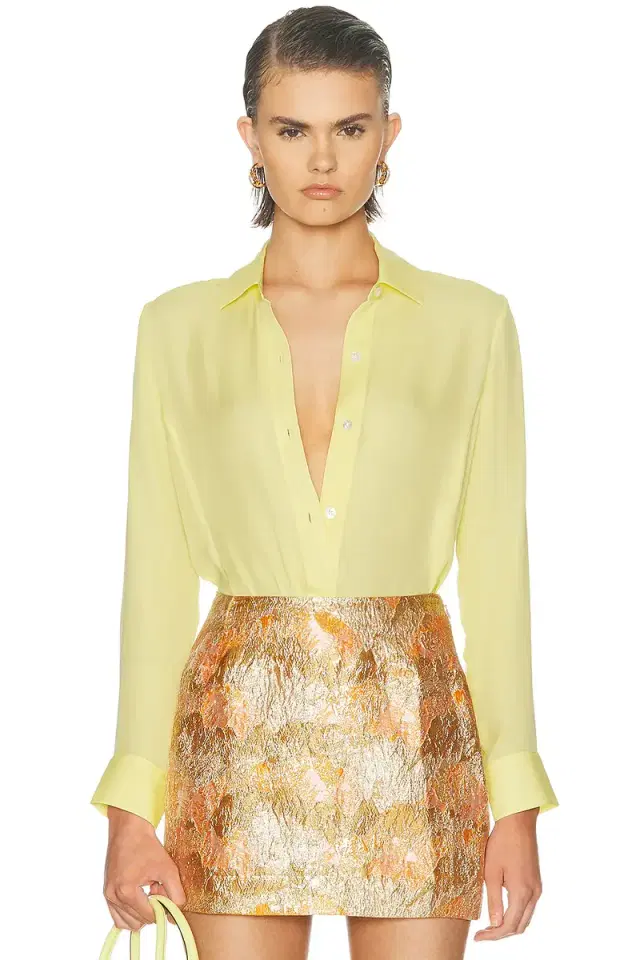 RENGGLI Silk Georgette Button Up Shirt