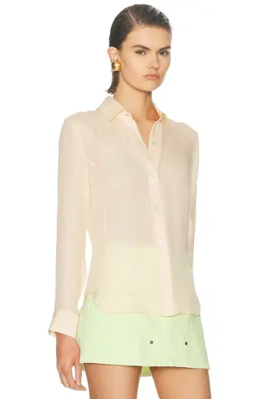 RENGGLI Silk Georgette Button Up Shirt | Thumbnail 2