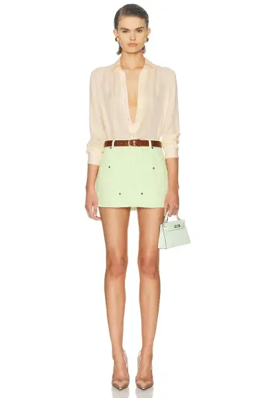 RENGGLI Silk Georgette Button Up Shirt | Thumbnail 4