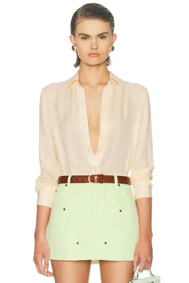RENGGLI Silk Georgette Button Up Shirt | Thumbnail 1